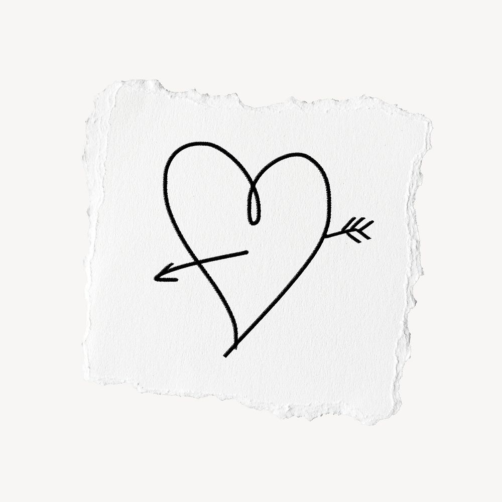 Cupid heart clipart, torn paper design psd