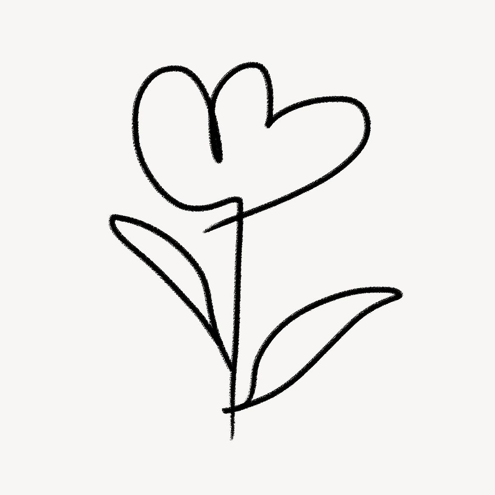 Flower doodle clipart, simple design psd
