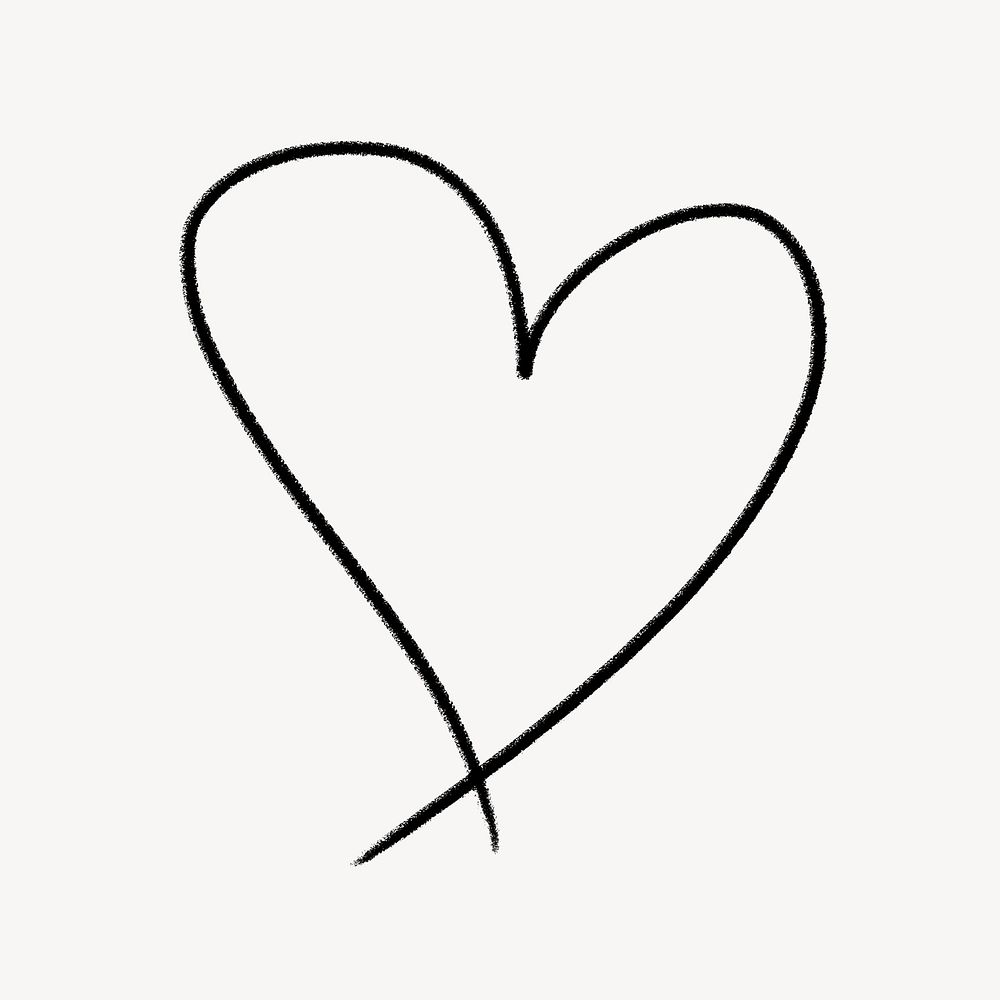 Heart doodle clipart, love design psd