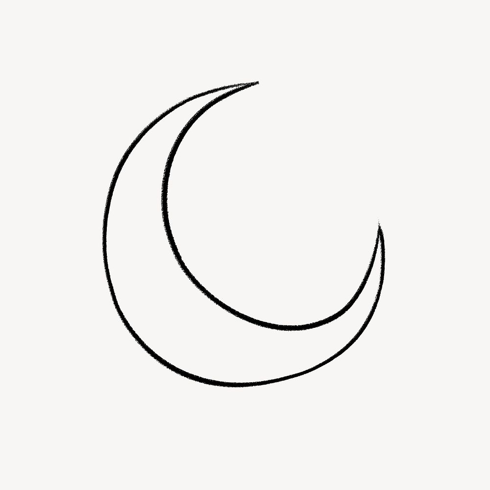 Crescent moon doodle clip art, celestial design