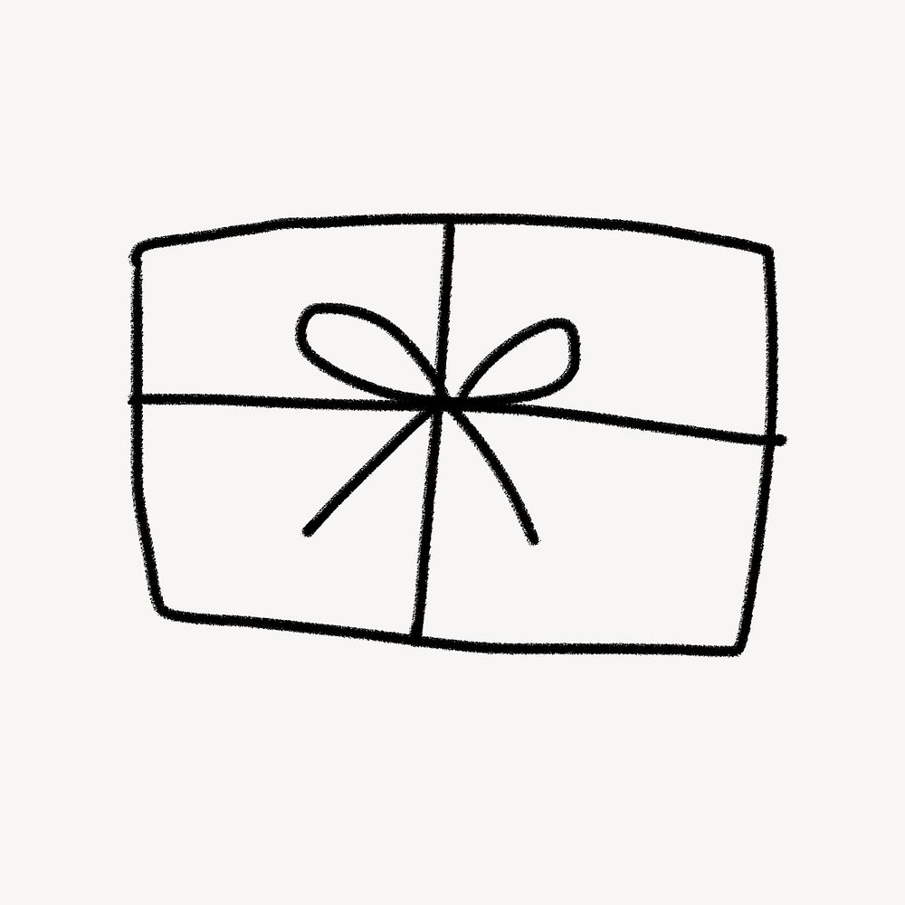 Present doodle clipart, gift design psd