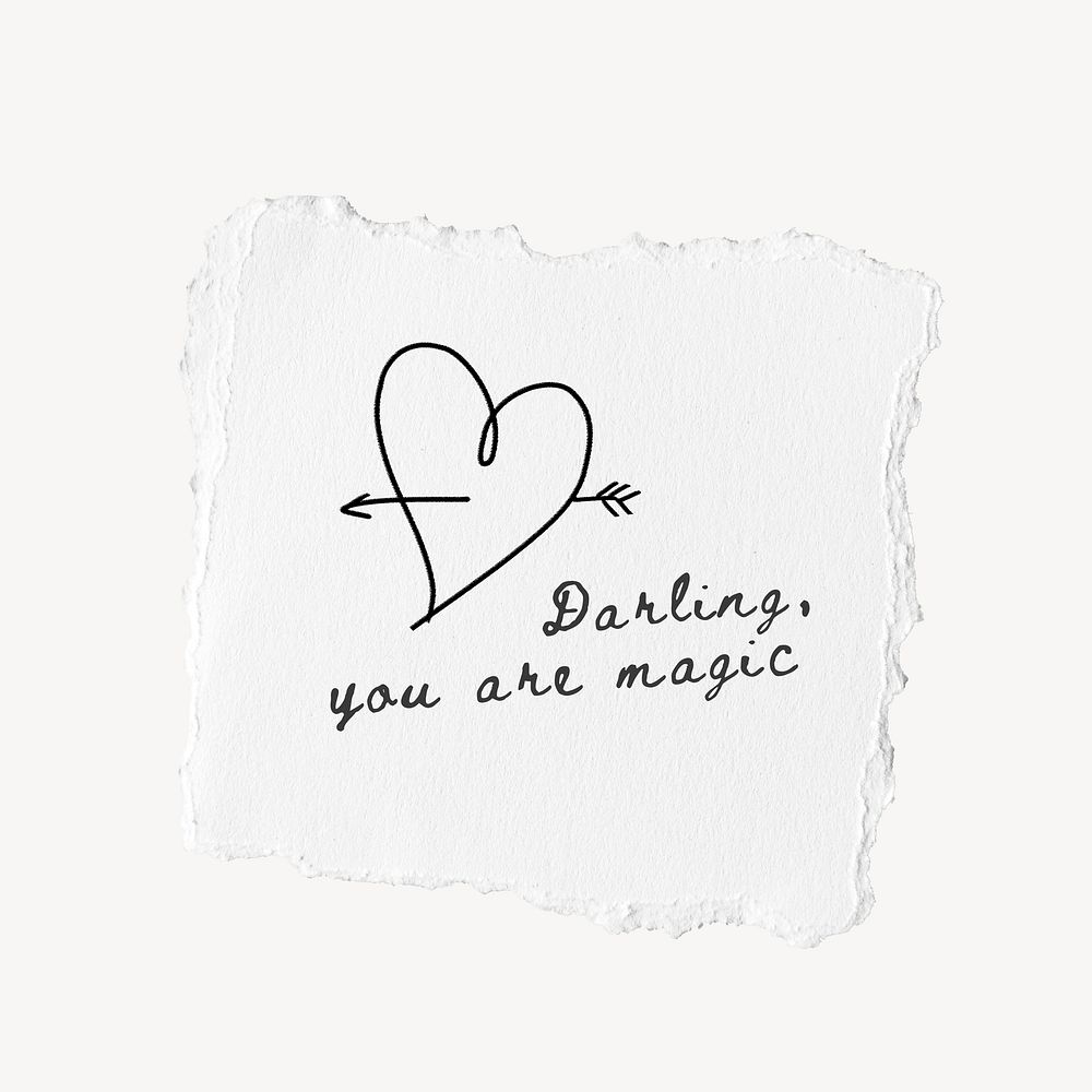 Darling you are magic quote on ripped paper note