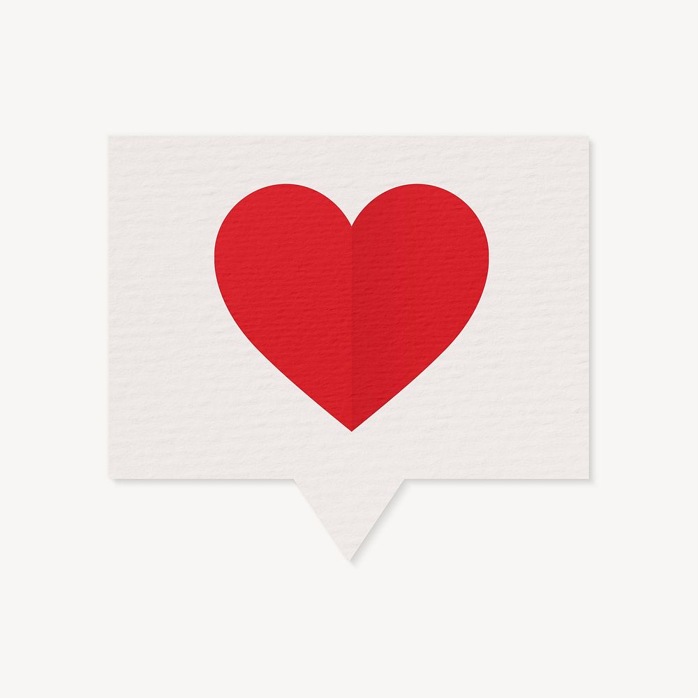 Heart icon in speech bubble, paper craft design