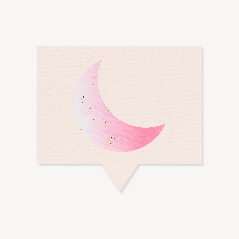 Crescent moon speech bubble collage element, paper craft design psd