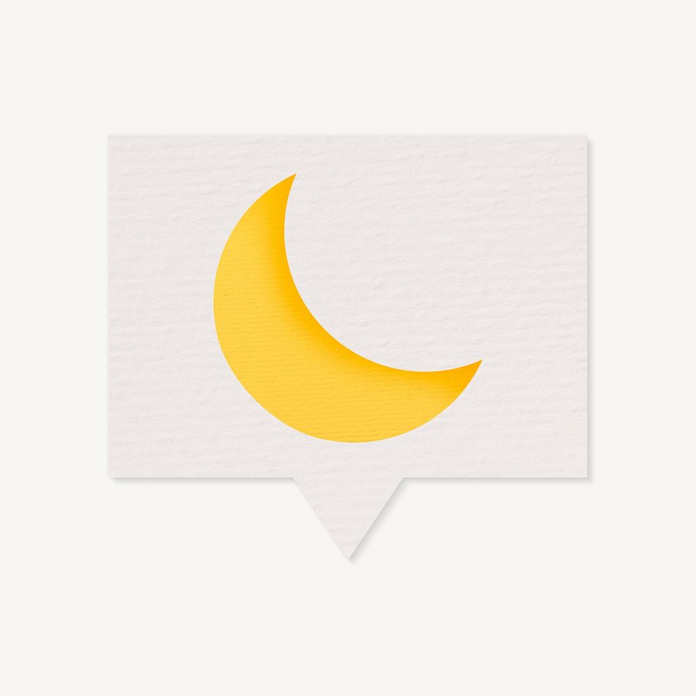 Crescent moon speech bubble collage element, paper craft design psd