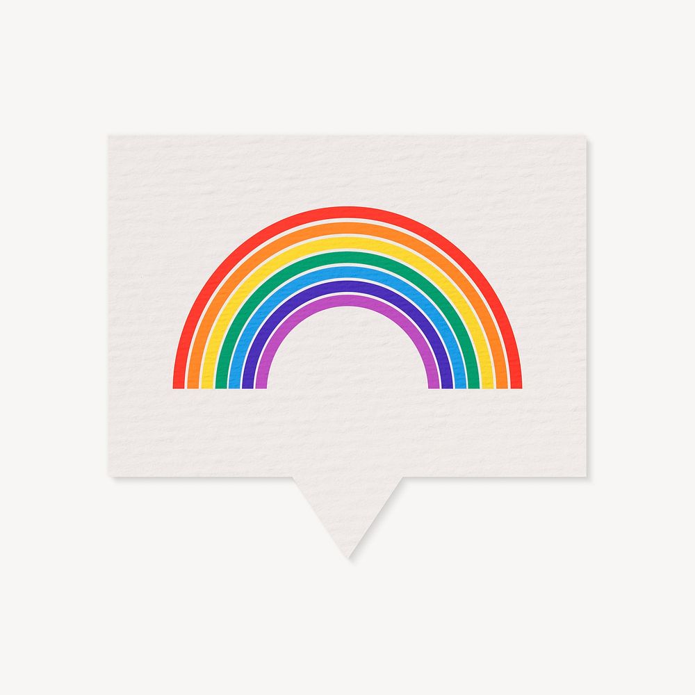 Rainbow speech bubble collage element, paper craft design psd