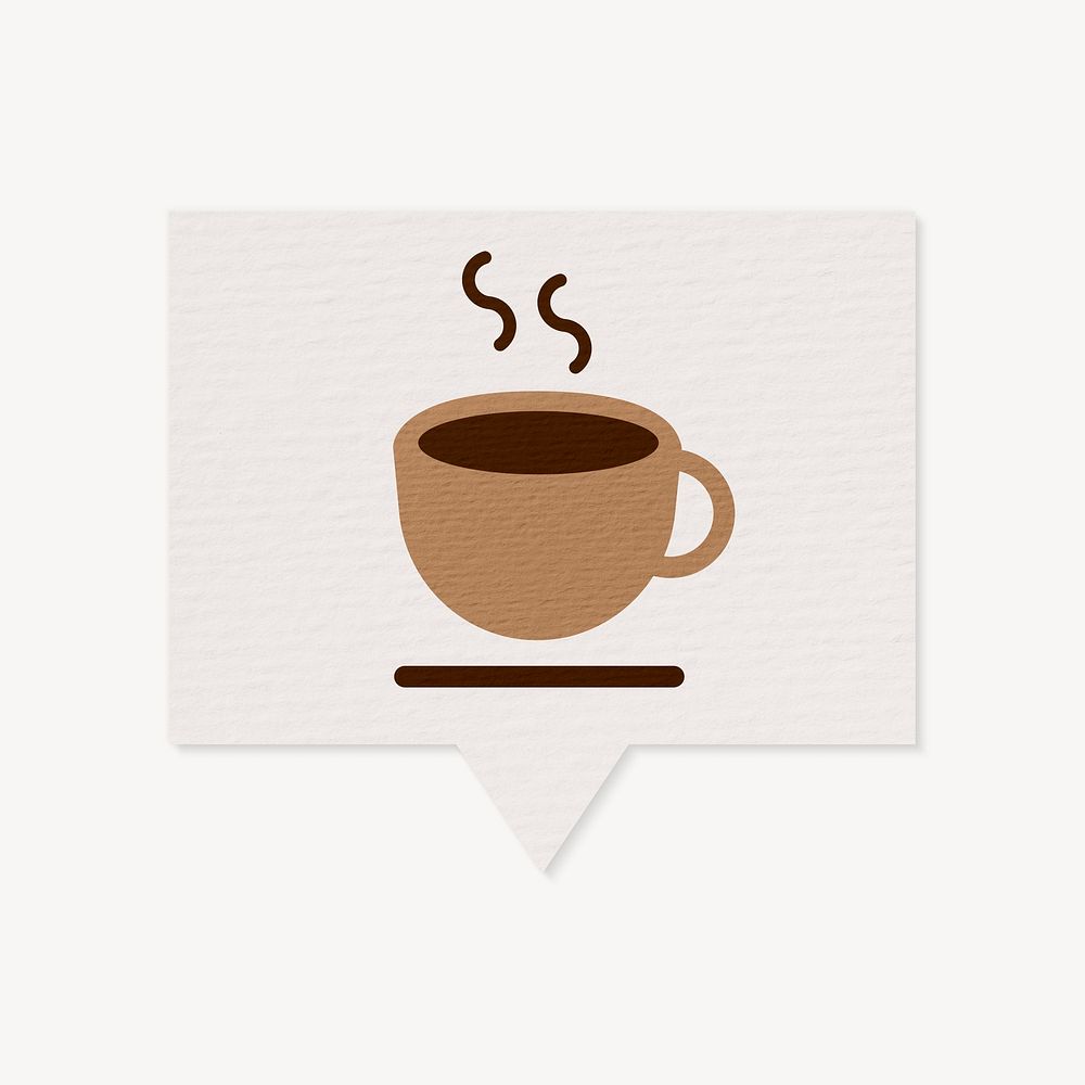 Coffee cup icon in speech bubble, paper craft design