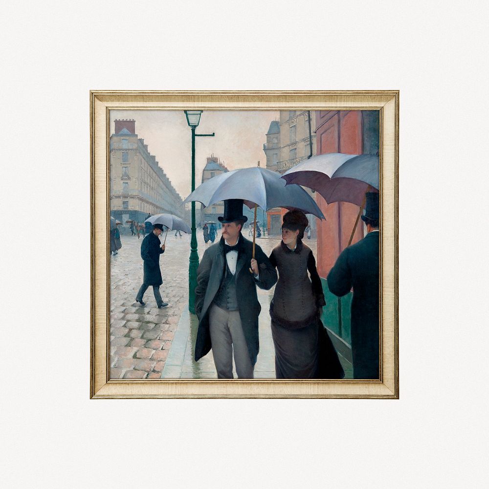 Paris street, rainy day, Gustave Caillebotte, framed artwork, remastered by rawpixel