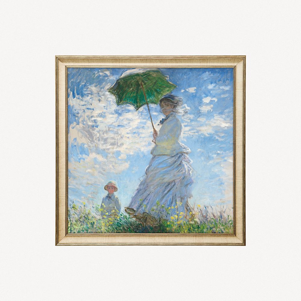 Madame Monet and her son, Claude Monet, framed artwork, remastered by rawpixel