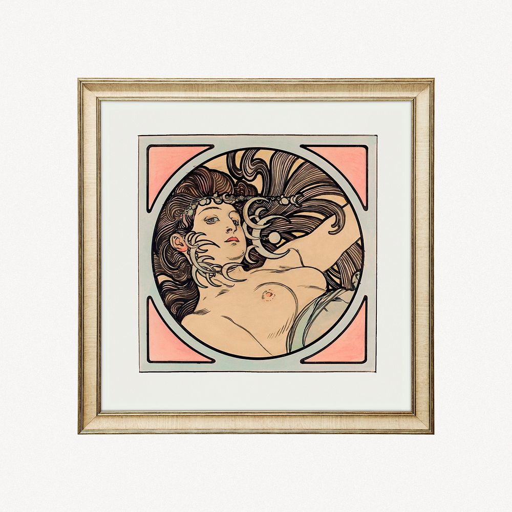 Alphonse Mucha, art nouveau framed artwork, remastered by rawpixel