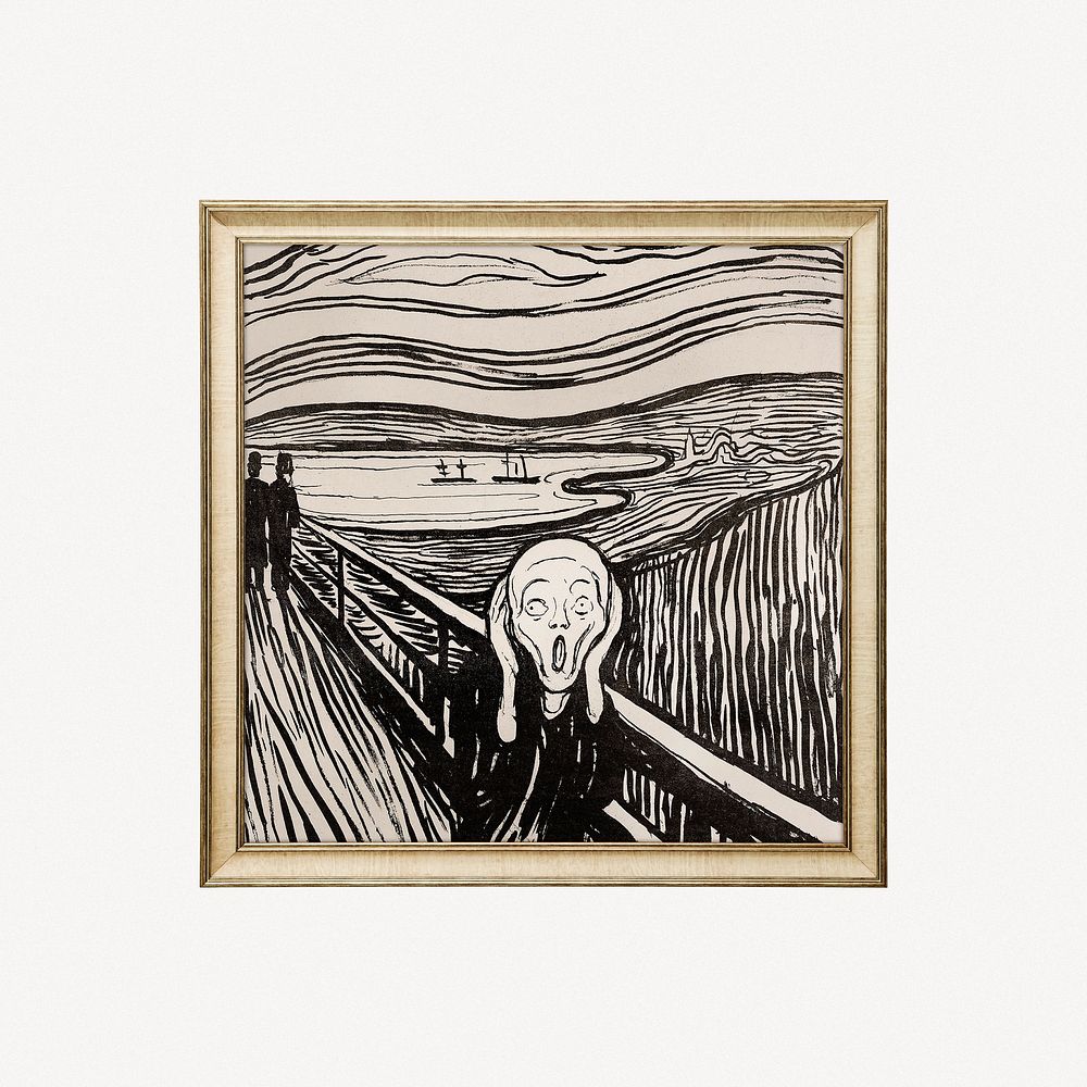 The Scream, Edvard Munch, framed artwork, remastered by rawpixel