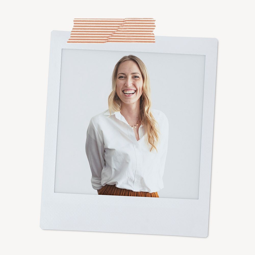 Cheerful businesswoman instant photo, small business owner 