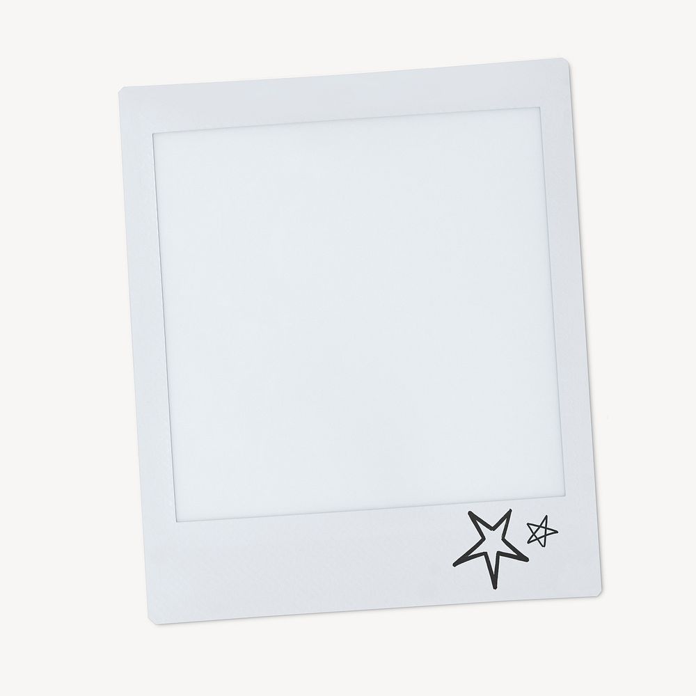 Instant photo frame mockup, star doodle psd