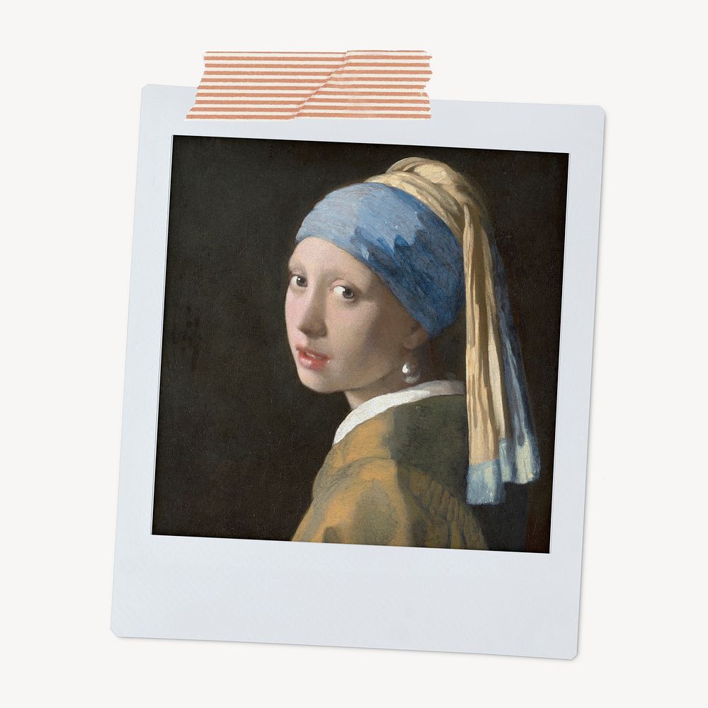 Johannes Vermeer&rsquo;s Girl with a Pearl Earring instant photo, remixed by rawpixel