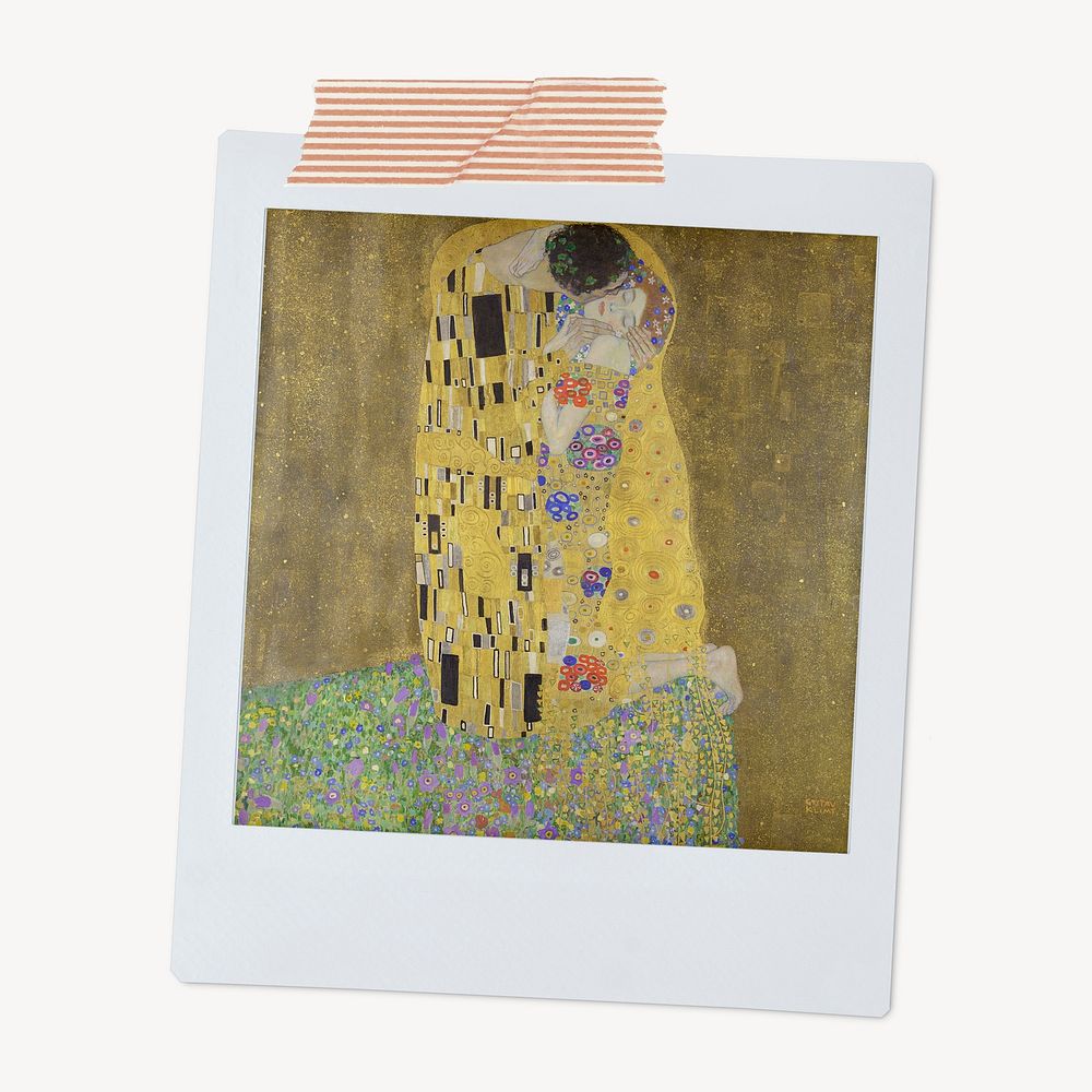 Gustav Klimt's The Kiss instant photo, remixed by rawpixel