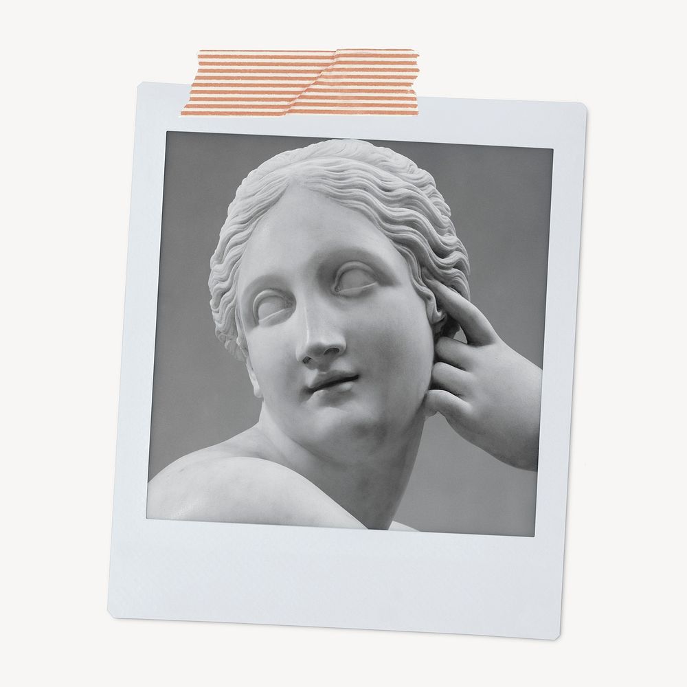 Reclining Naiad statue instant photo, Greek goddess image