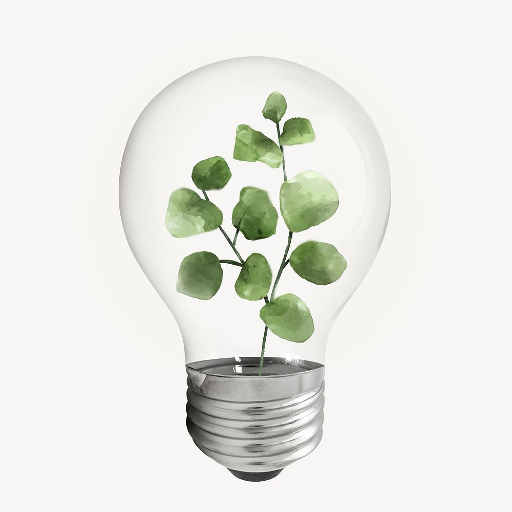 Green leaf bulb, creative plant concept psd