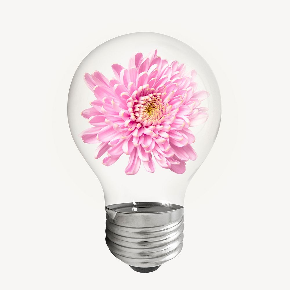 Chrysanthemum flower light bulb, Spring aesthetic graphic