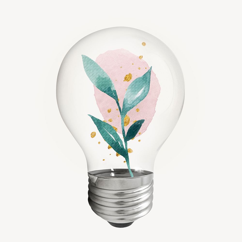 Aesthetic leaf bulb, botanical graphic