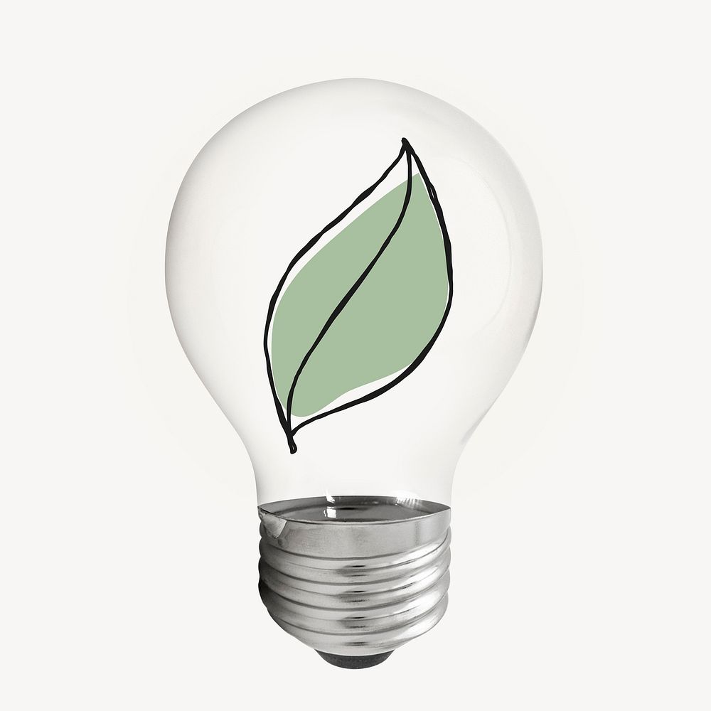 Leaf icon bulb, sustainable energy, environment concept