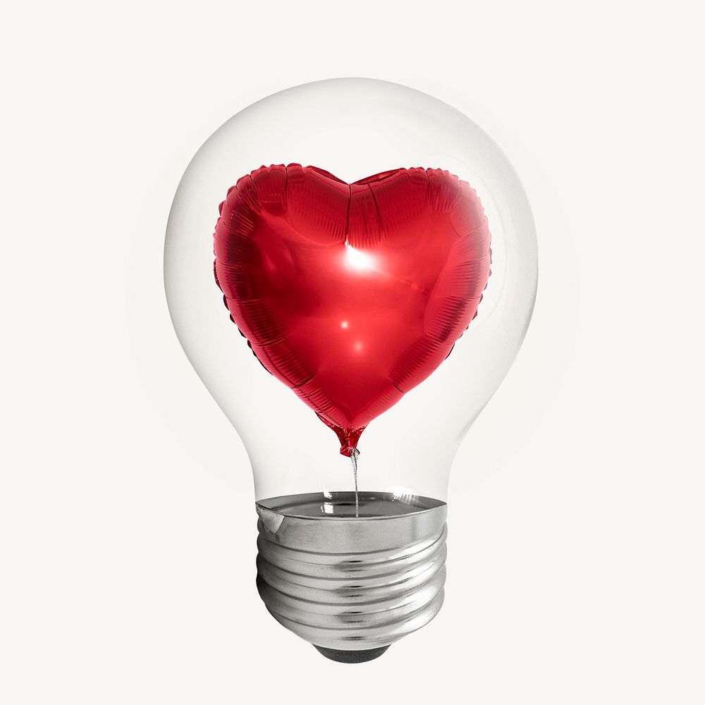 Heart balloon in light bulb love creative remix