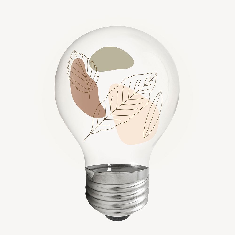 Minimal doodle leaf bulb, botanical line art illustration
