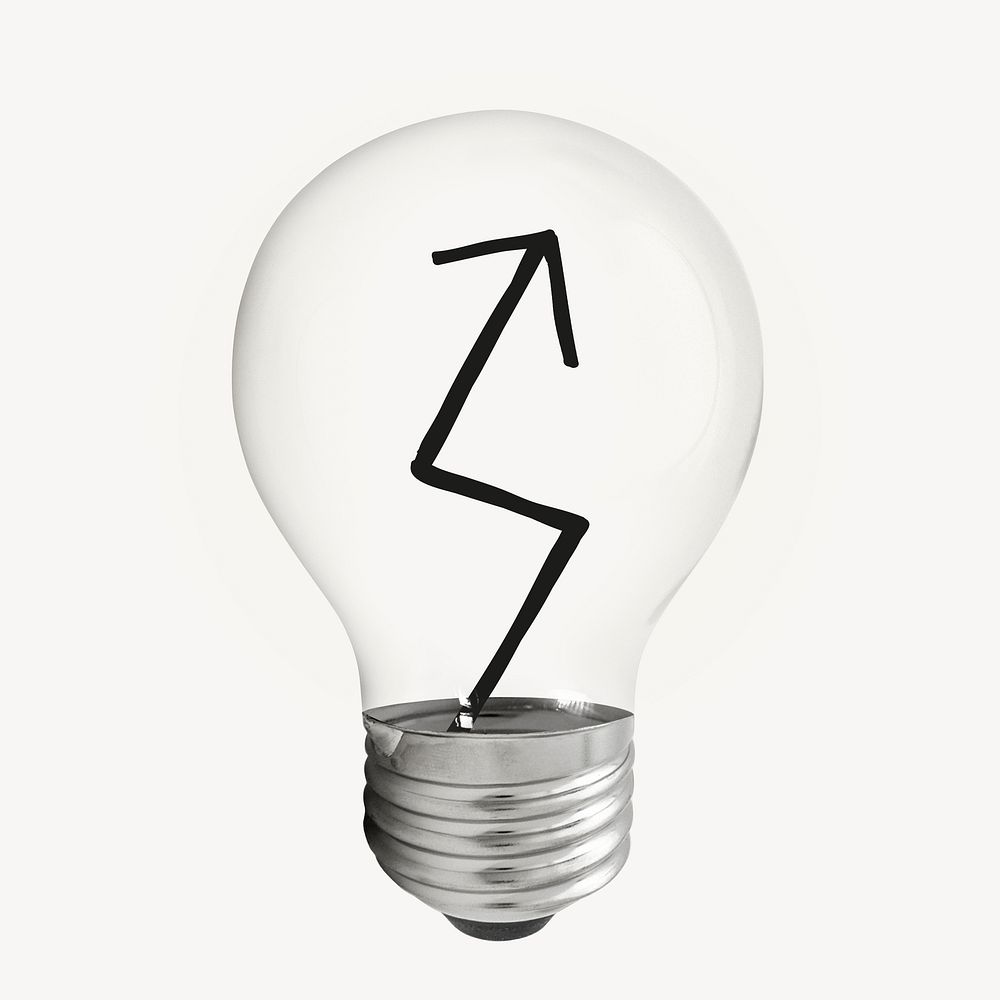 Increase arrow light bulb sticker, business icon  psd