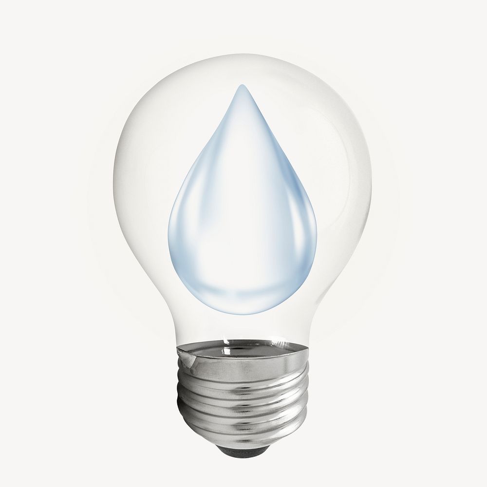 Water drop in light bulb, environment symbol psd
