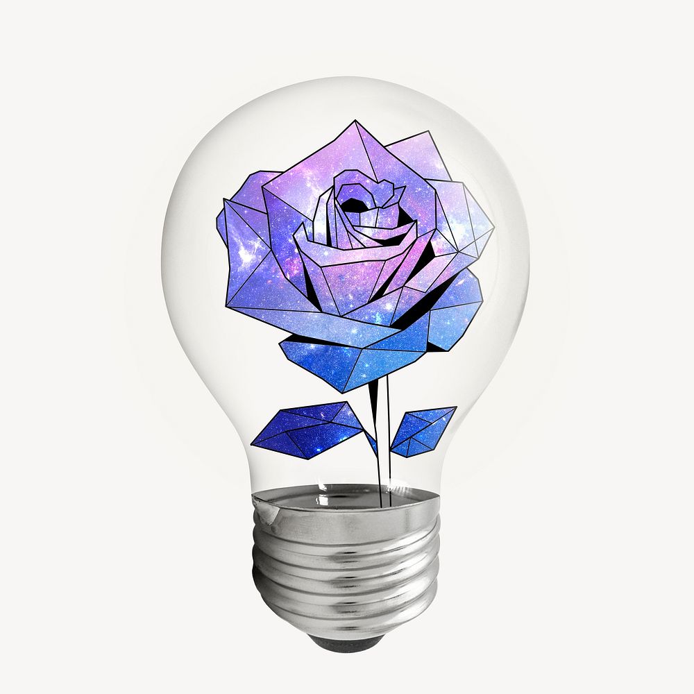 Galaxy rose bulb, aesthetic flower illustration psd