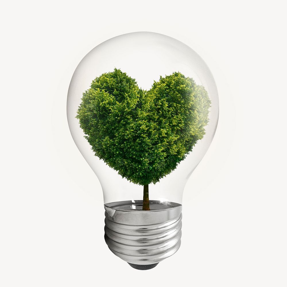 Heart tree bulb, environmental friendly symbol graphic
