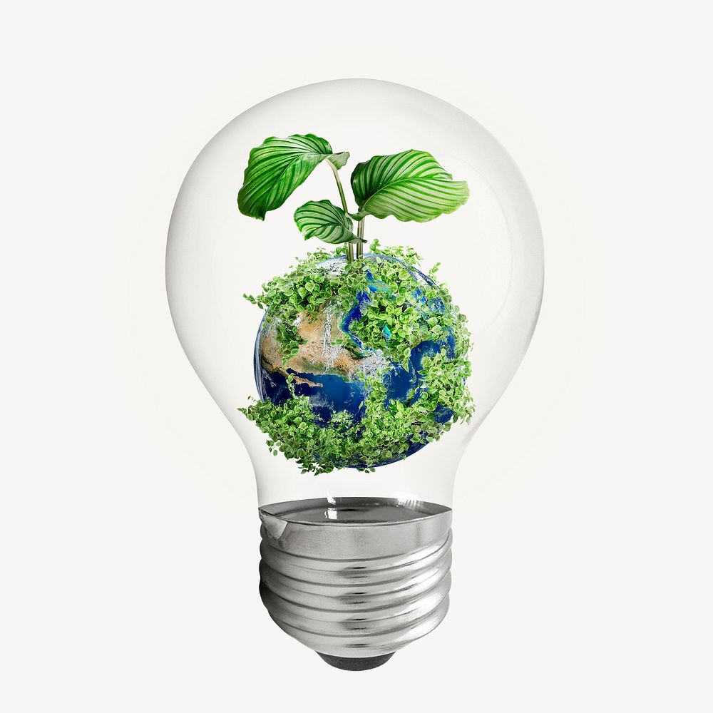 Environmental globe bulb, eco planet concept psd