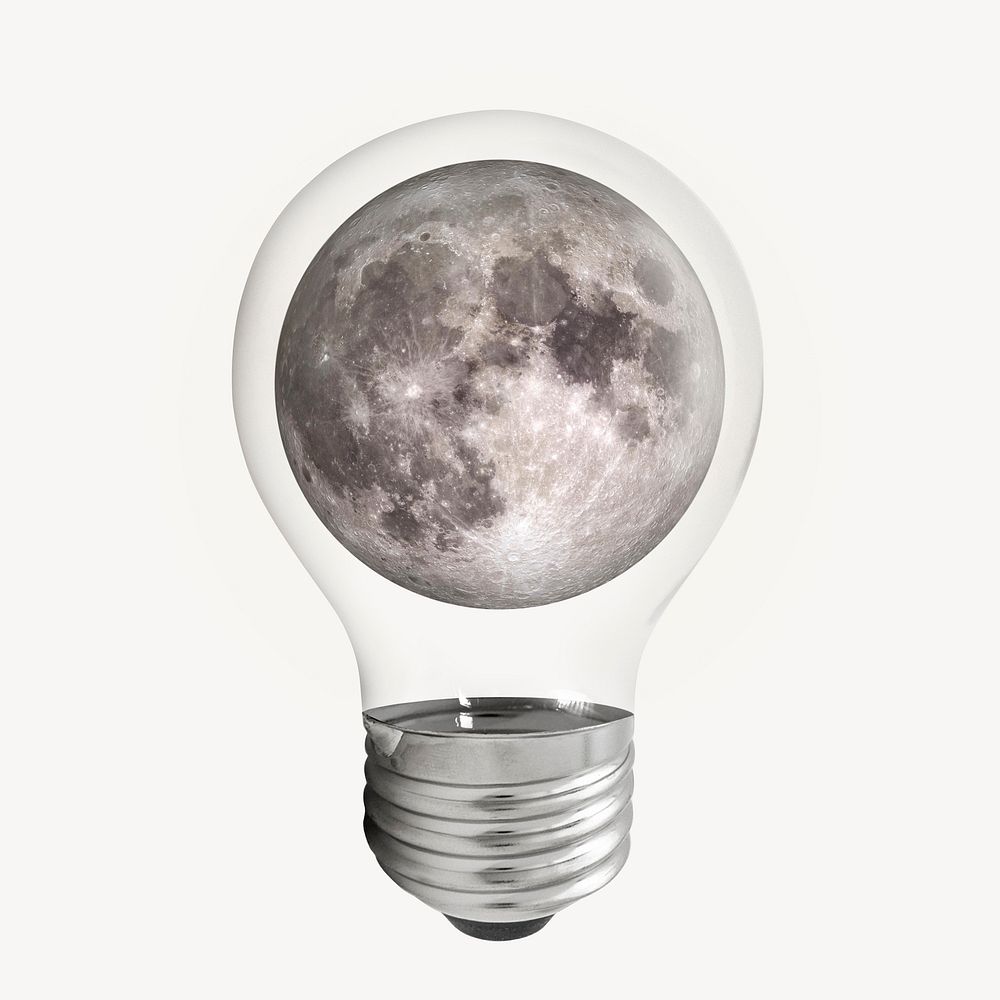 Aesthetic moon, light bulb collage art