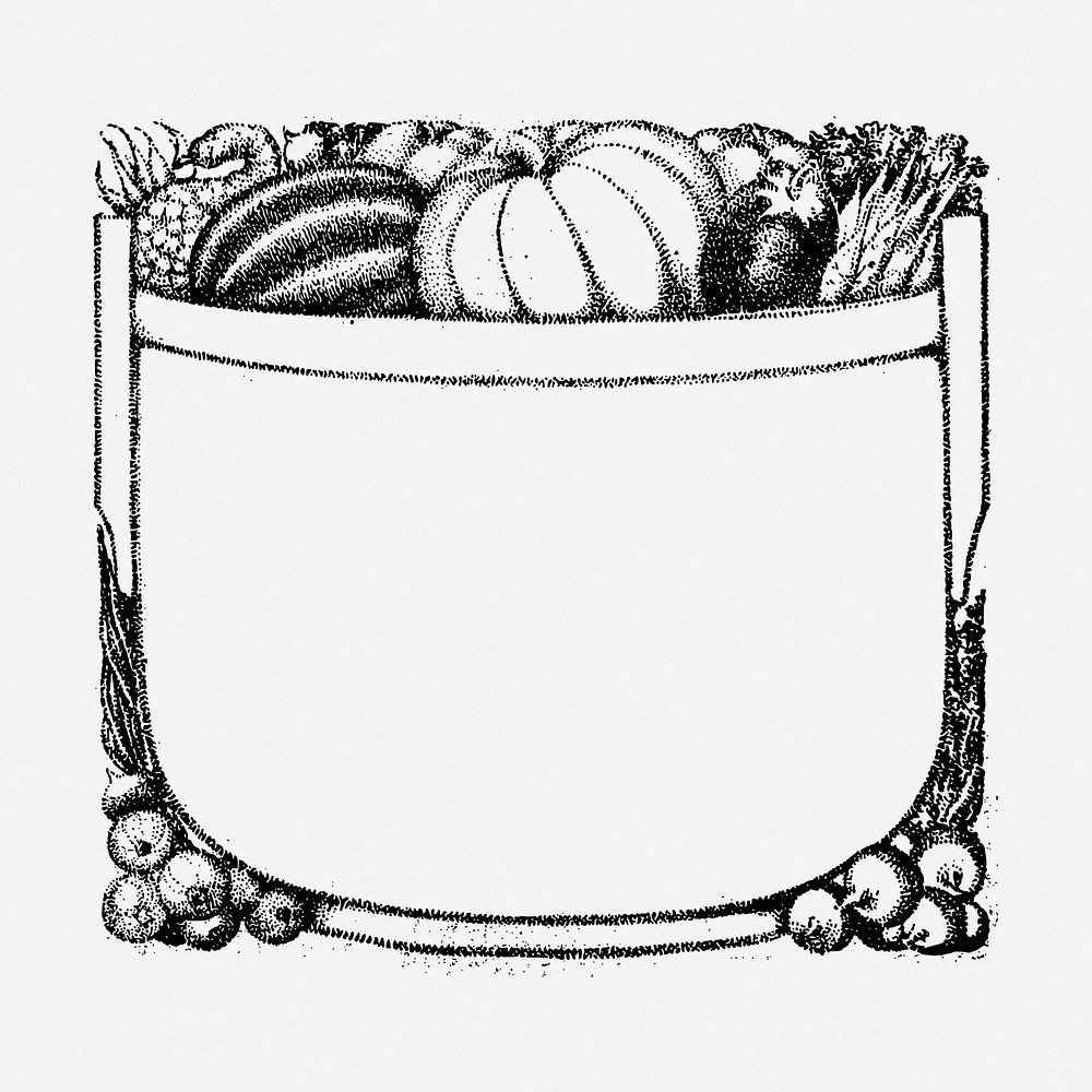 Vegetables frame drawing, vintage illustration. Free public domain CC0 image.
