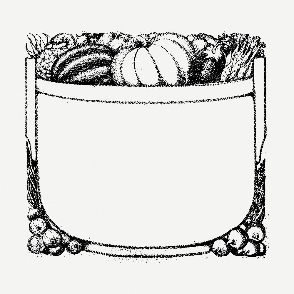 Vegetables frame drawing, vintage illustration psd. Free public domain CC0 image.