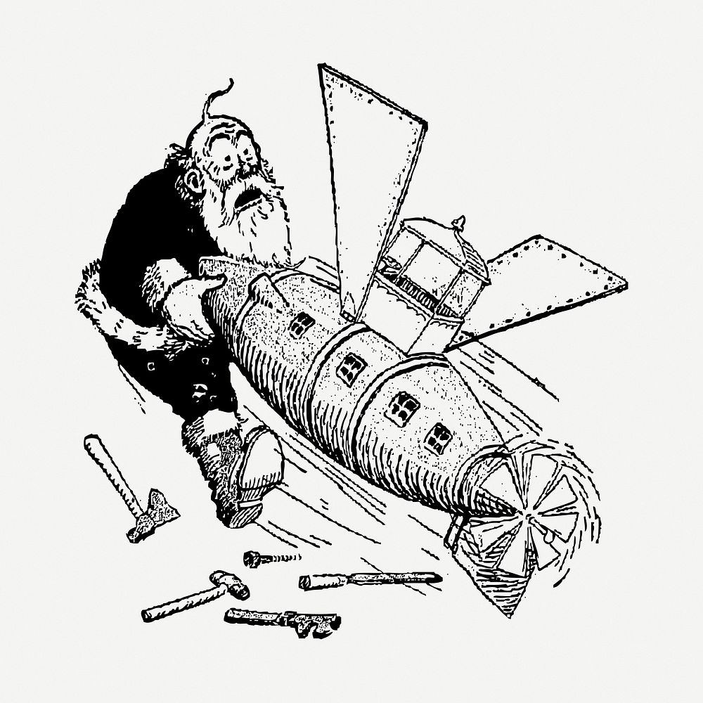 Santa Claus drawing, vintage Christmas illustration psd. Free public domain CC0 image.