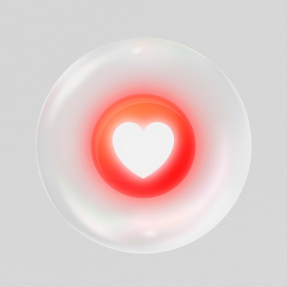 Heart icon sticker, love, dating bubble concept art psd