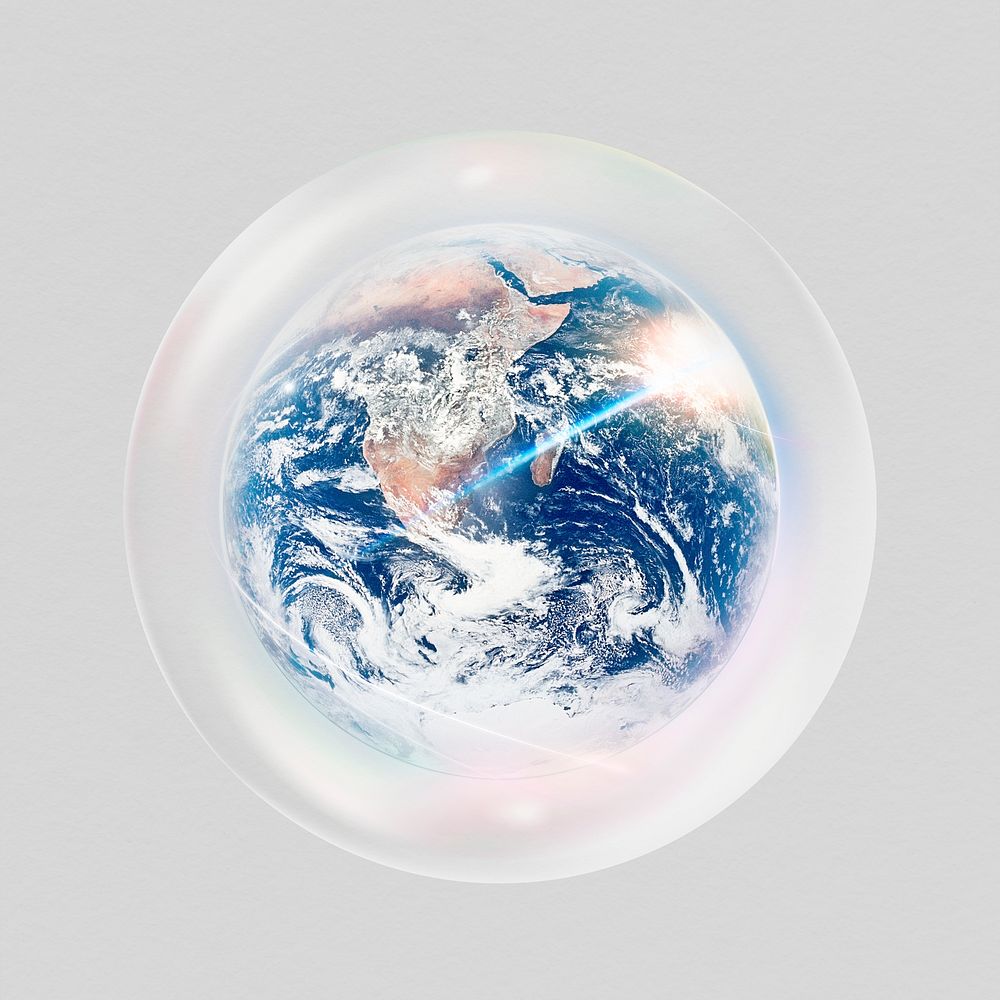 Planet Earth sticker, environment bubble psd