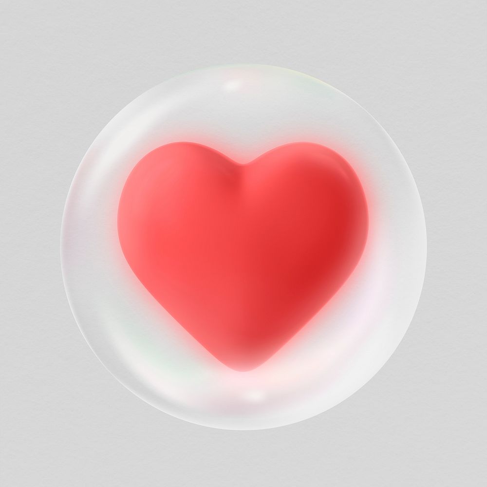 3D heart, health, wellness bubble concept art