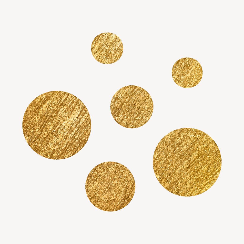 Aesthetic dots clipart, gold metallic geometric shape