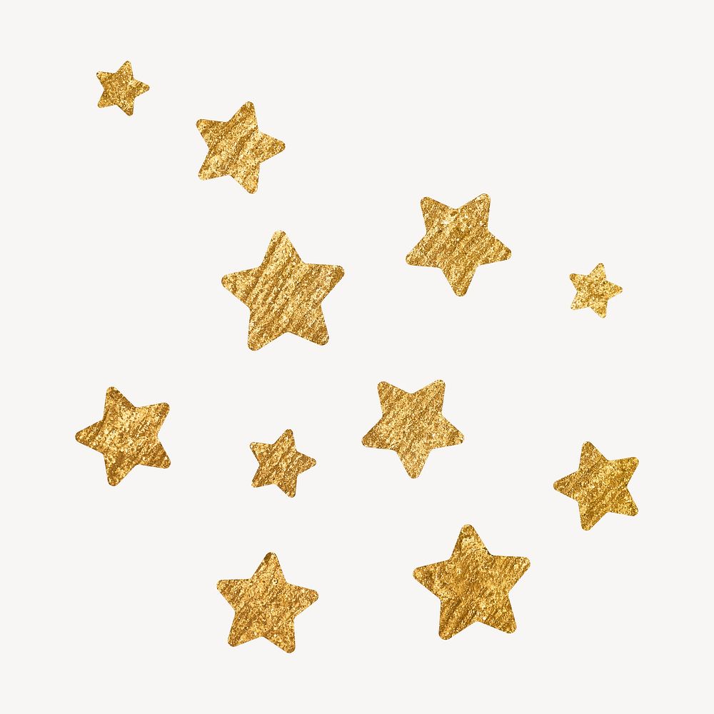 Gold aesthetic stars clipart, sparkly shape