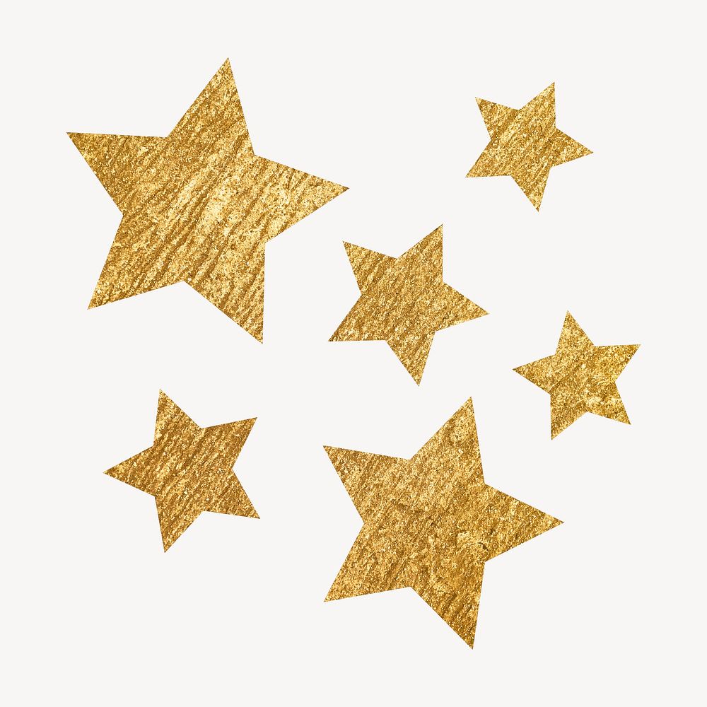 Gold aesthetic stars clipart, sparkly shape