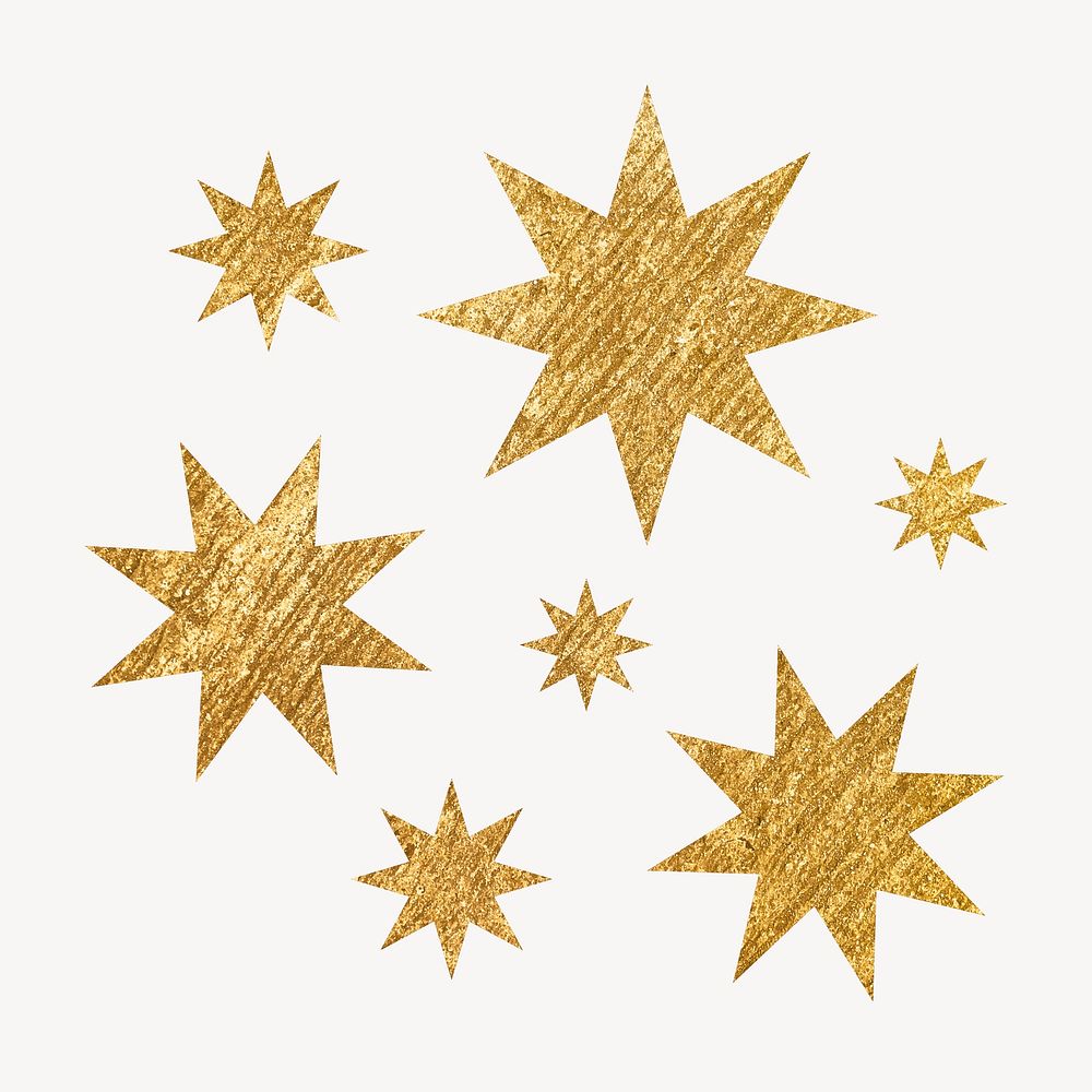 Metallic sunburst icon clipart, gold geometric shape vector