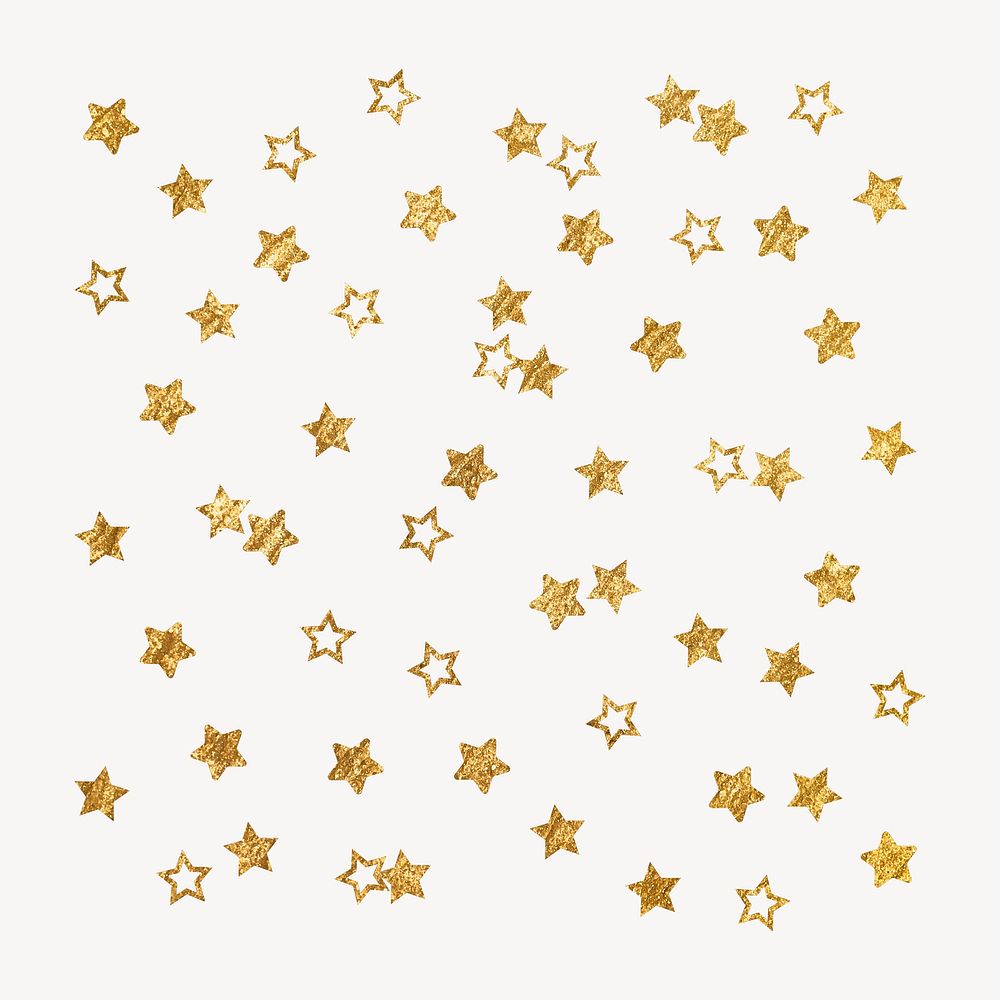 Gold sparkly stars clipart, aesthetic shape vector