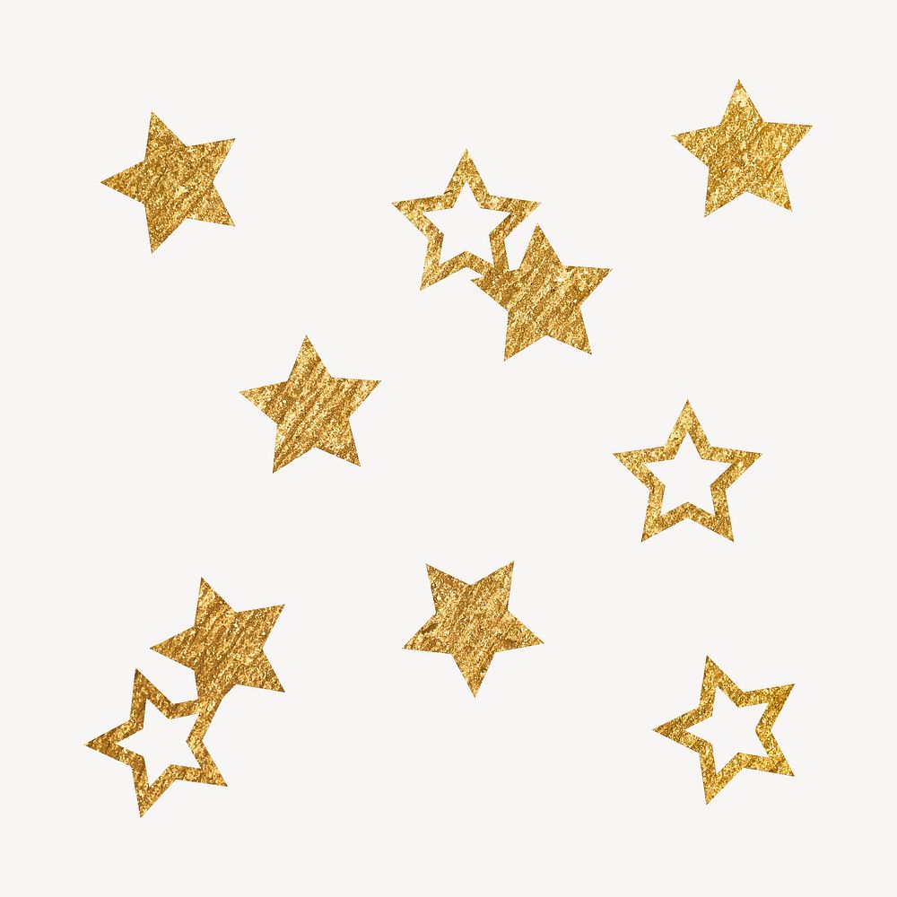 Gold aesthetic stars clipart, sparkly Free Photo rawpixel