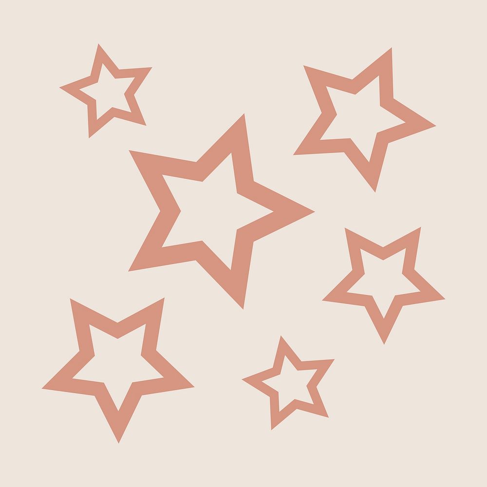 Pink stars sticker, cute pastel shape graphic psd