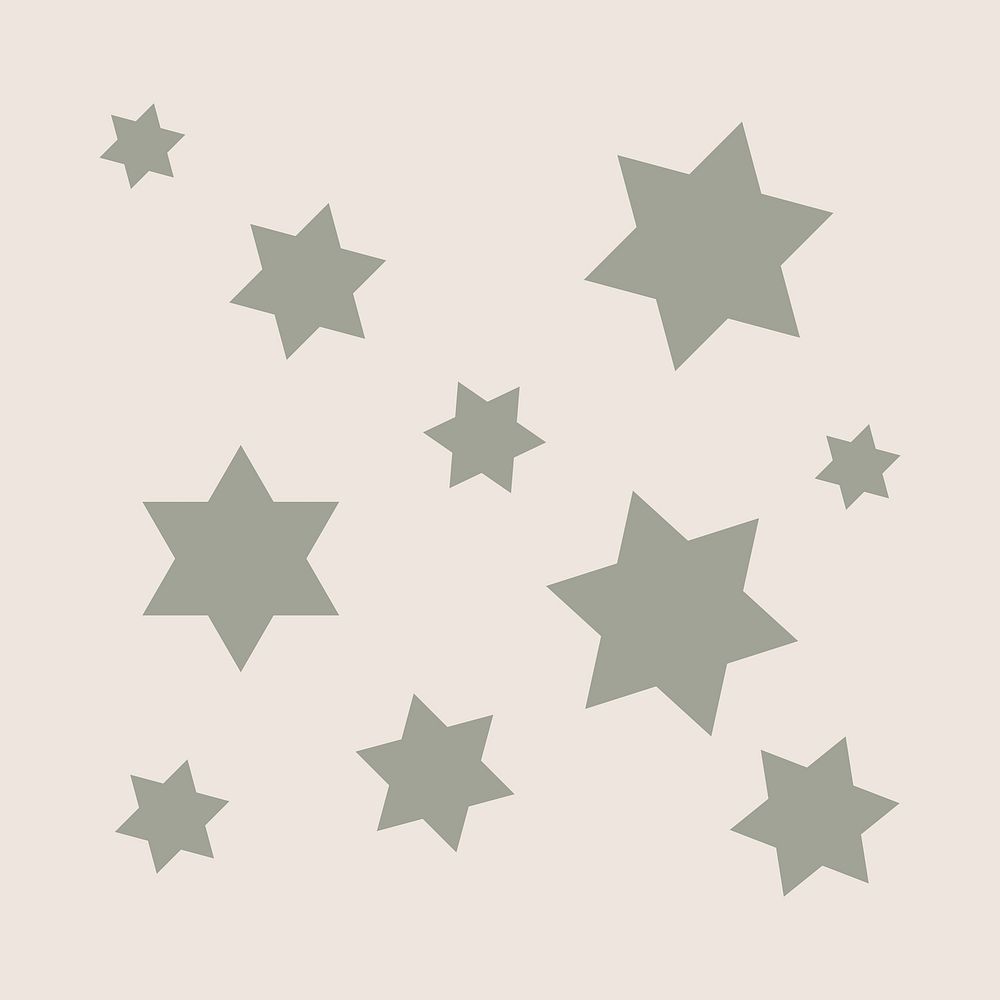 Green stars clipart, cute pastel shape graphic