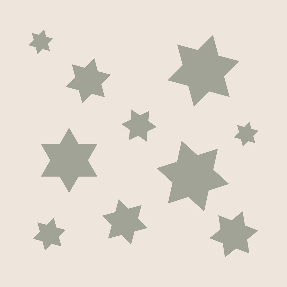 Green stars sticker, cute pastel shape graphic psd