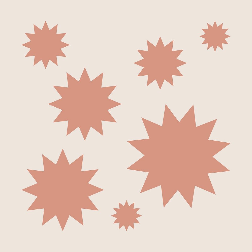 Pink sunburst icon sticker, flat geometric shape psd