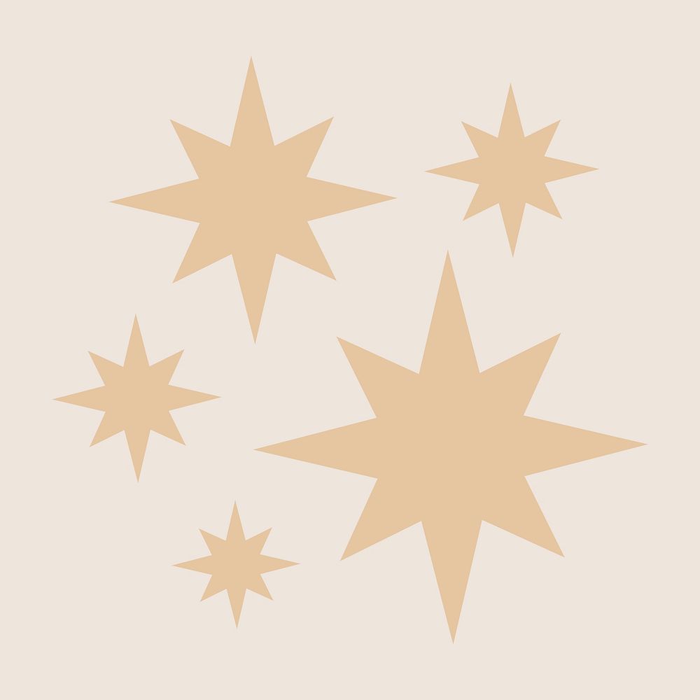 Beige starburst icon sticker, flat geometric shape psd