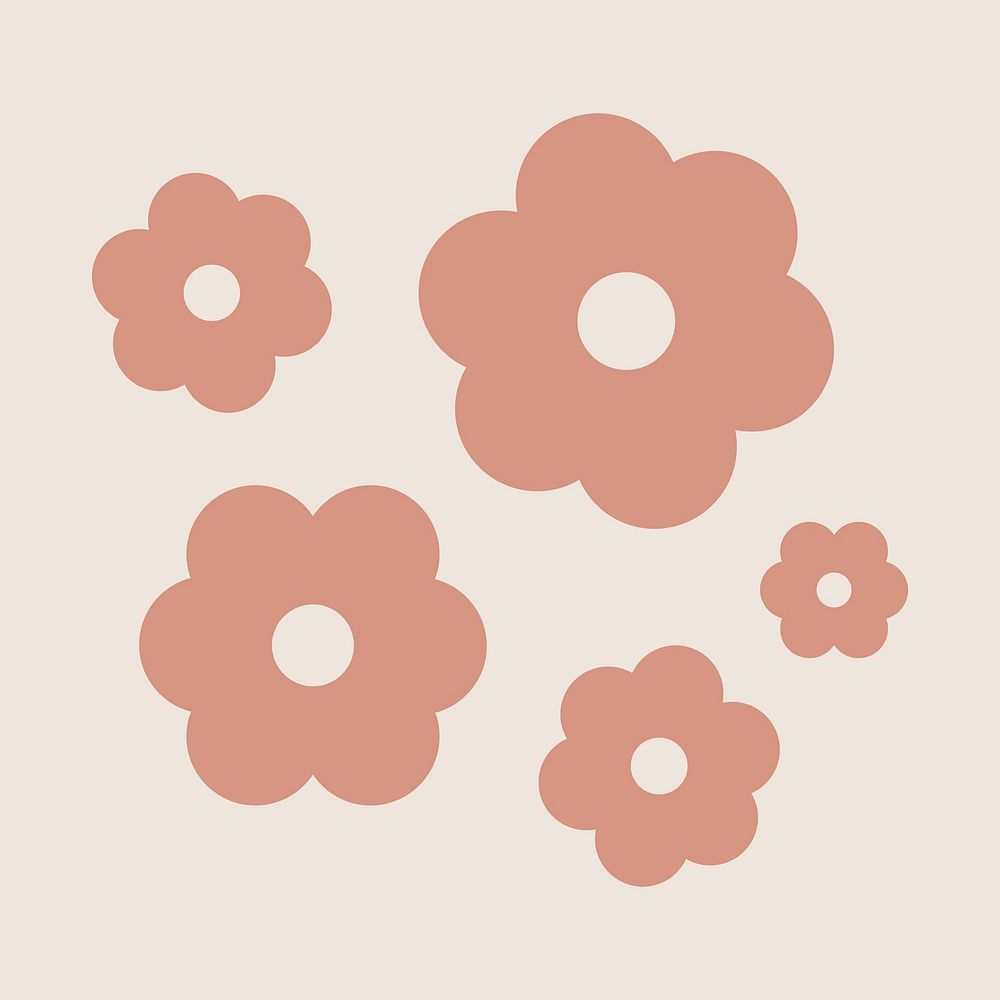 Pink flower sticker, cute flat graphic psd
